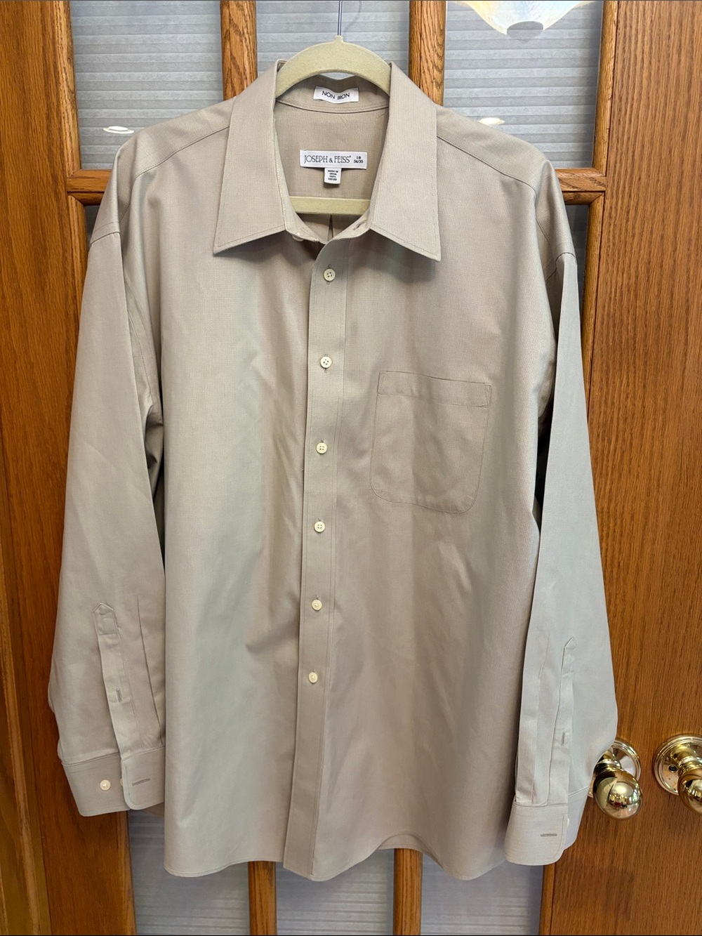 Joseph & Feiss Men's Long Sleeve Dress Shirt in Light Taupe